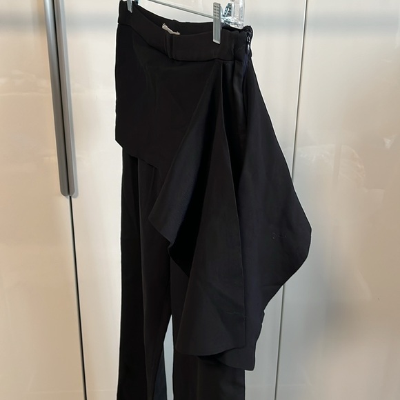 3.1 PHILLIP LIM Black Wool Blend Side Drape High Rise Wide Leg Pant, Size 8 - Picture 9 of 14